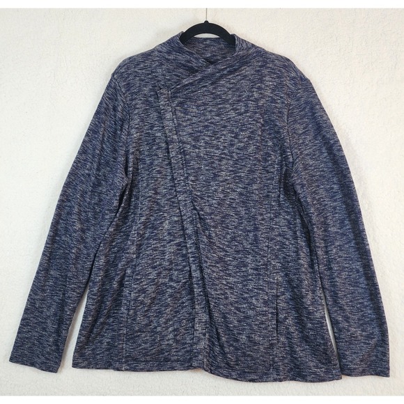 G.H. Bass & Co. Sweaters - GH Bass & Co Women's XXL Cross Over Zip Front Sweater Jacket Heather Blue